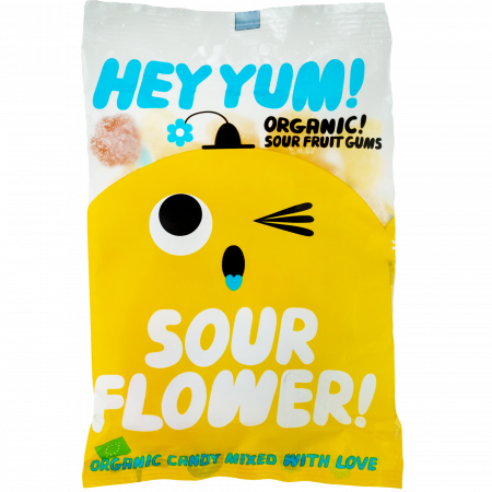 Hey Yum! Sour Flower! Organic Sour Fruit Gums, 100-g-Beutel