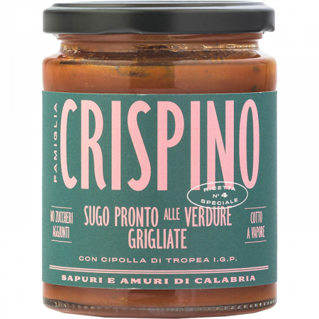 Calabria Food Sugo Pronto Alle Verdure Grigliate, 314-ml-Glas 270-g-Glas Famiglia Crispino