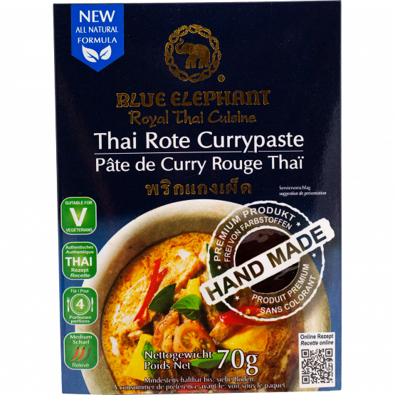Blue Elephant Red Curry Paste made from freshly ground spices, 70-g-Packung Blue Elephant Red Curry Paste made from freshly ground spices, 70-g-Packung