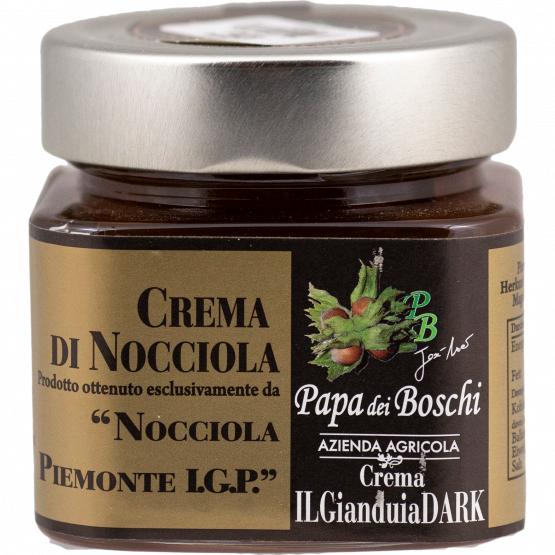 Papa dei Boschi Crema IL Gianduia DARK di Nocciola Piemonte I.G.P., 250-g-Glas Papa dei Boschi Crema IL Gianduia DARK di Nocciola Piemonte I.G.P., 250-g-Glas