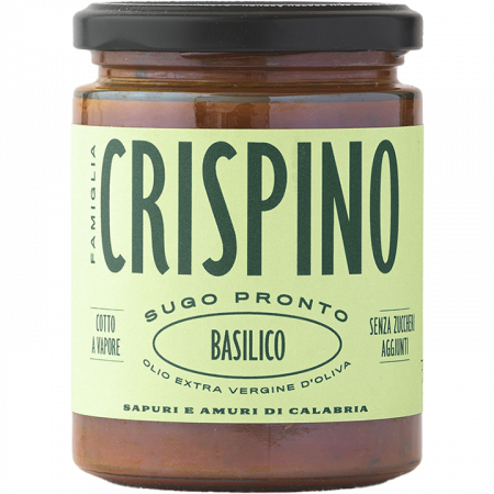 Calabria Food Sugo Pronto Basilico Olio Extra Vergine, 314-ml-Glas 270-g-Glas Famiglia Crispino