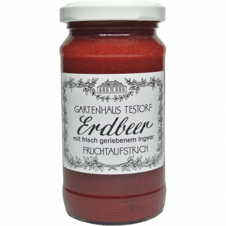 Gartenhaus Testorf Erdbeer-Ingwer Fruchtaufstrich, 235-g-Glas Gartenhaus Testorf Erdbeer-Ingwer Fruchtaufstrich, 235-g-Glas