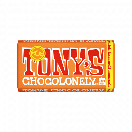 Tony's Chocolonely Vollmilchschokolade 32% Karamell Meersalz, 180-g-Tafel