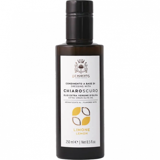 De Robertis Olio Extra Vergine d'Oliva CHIAROSCURO aromatizzato al Limone, 250-ml-Flasche