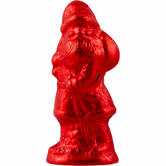 Fesey Schreitender Weihnachtsmann, Vollmilchschokolade (Kakao 37% mind.), 70-g-Hohlfigur 160x65 mm in buntem Stanniol