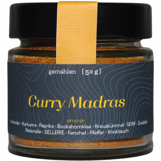 Goldhahn und Sampson Curry Madras, 50-g-Glas
