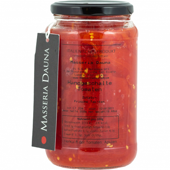 Masseria Dauna Pomodori Pelati a Mano, 580-ml-Glas