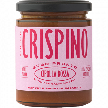 Calabria Food Sugo Pronto Cipolla Rossa Di Tropea I.G.P., 314-ml-Glas 270-g-Glas Famiglia Crispino