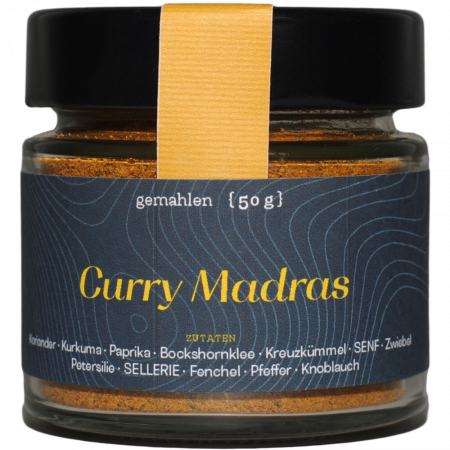 Goldhahn und Sampson Curry Madras, 50-g-Glas