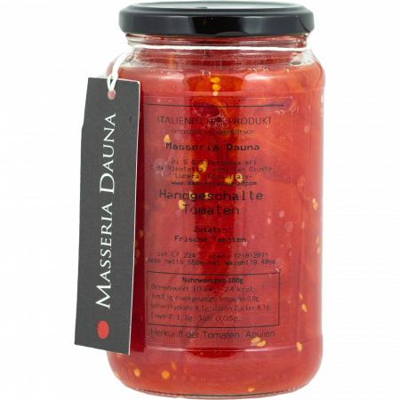 Masseria Dauna Pomodori Pelati a Mano, 580-ml-Glas