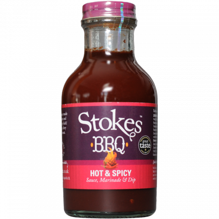 Stokes BBQ Sauce Hot and Spicy, with Red Chillies, 267-ml-Flasche