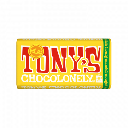 Tony's Chocolonely Vollmilchschokolade 32% Honig-Mandel-Nougat, 180-g-Tafel