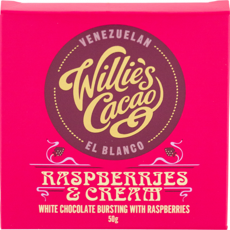 Willie's Cacao Raspberries & Cream, Venezuelan El Blanco, 50-g-Tafel